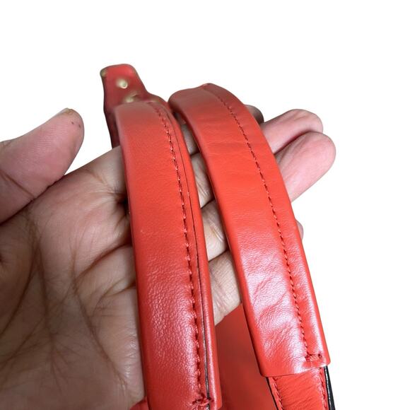 Coach Kristin Orange Woven Leather Double Handles Satchel Shoulder Bag - Picture 8 of 16